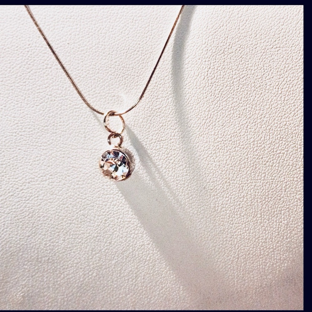 925  Silver Italian Snake Chain Solitaire Australian crystal Necklace 18"